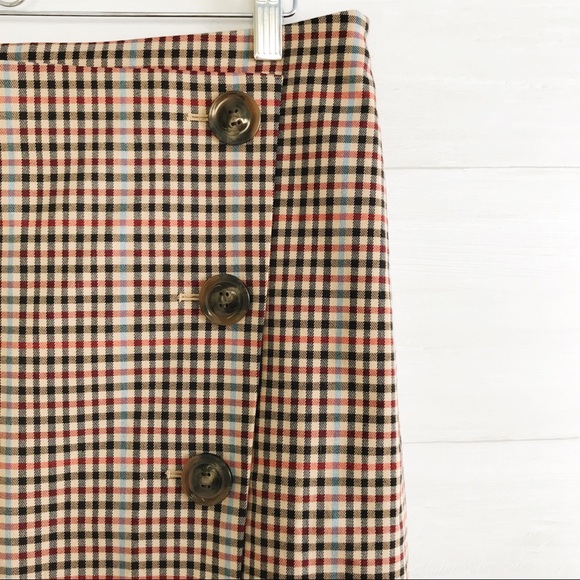 {Ann Taylor} Plaid faux wrap skirt, 12P - Picture 2 of 5